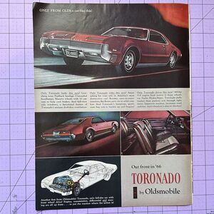 VTG 1965 Orig Magazine Ad Oldsmobile Car Toronado